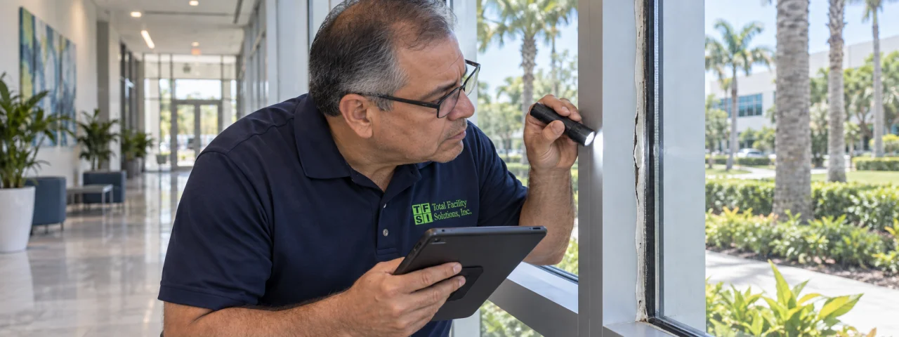 TFS inspector photographing and documenting a visible property defect